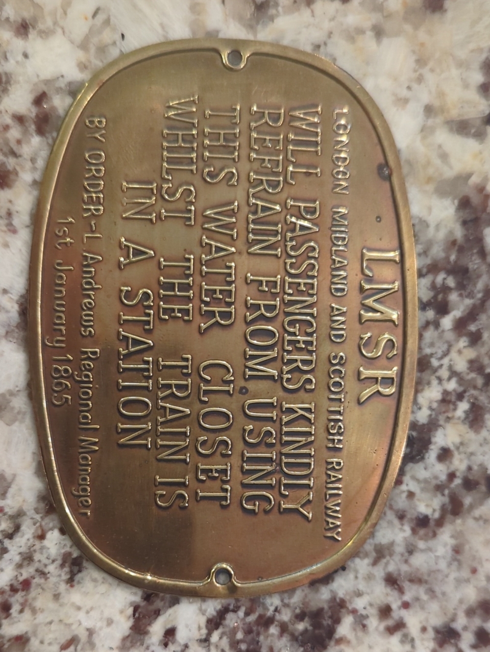 Brass Railway  Plaque